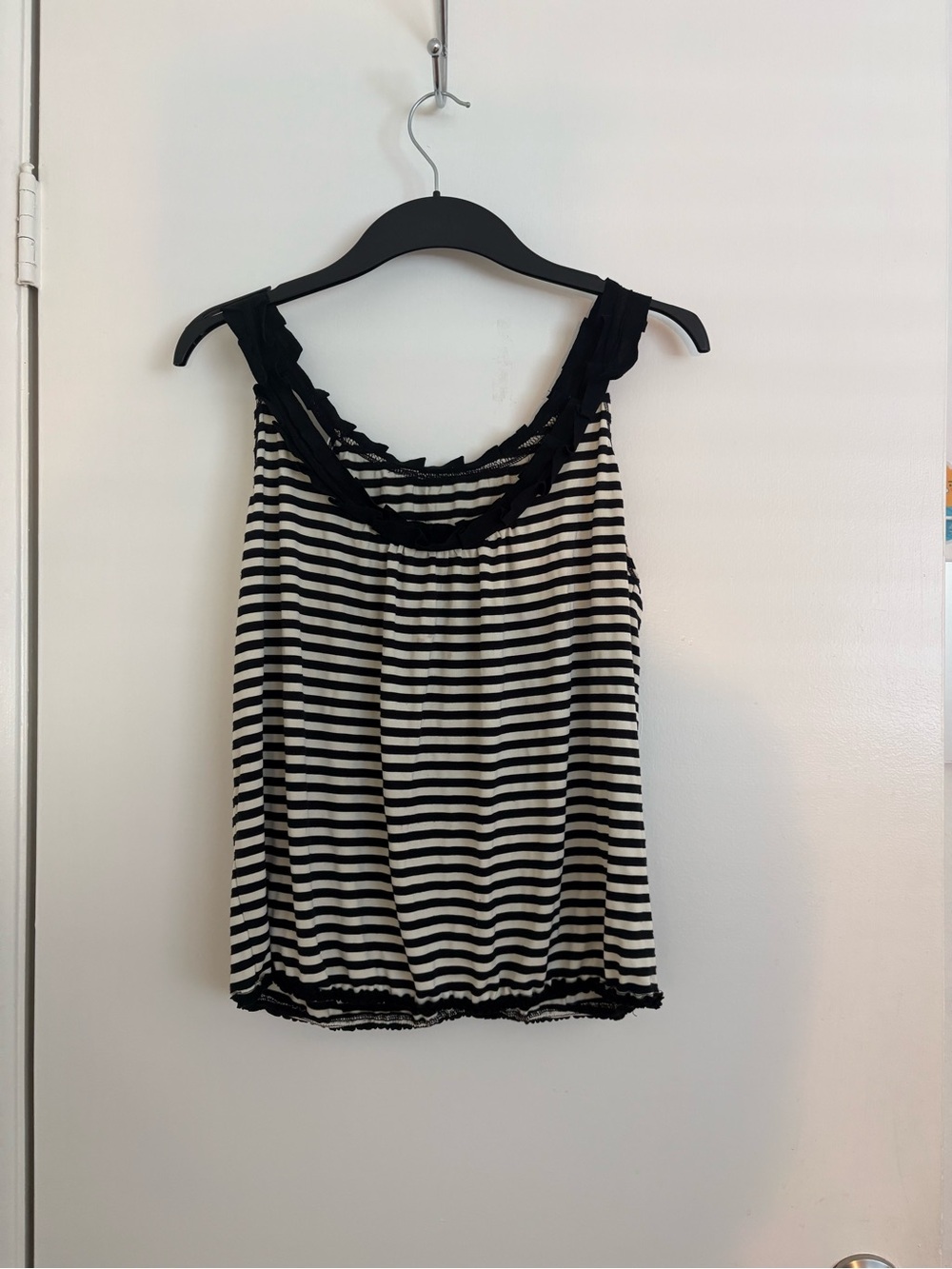 Black & White Striped Sleeveless Top - Women's Casual Tank